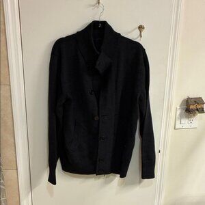 NWOT Men's Enzo Mantovani Black 2 way Zip-Up Sweater- 100% Merino Wool in XL